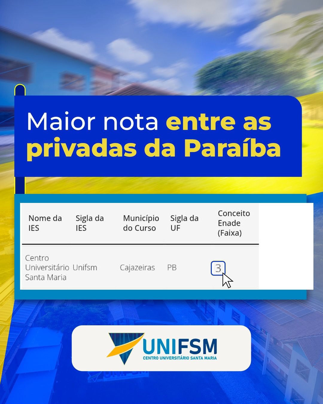 Curso de Medicina do UNIFSM alcança a maior nota entre as instituições privadas da Paraíba no ENAMED